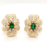 18kt yellow gold Tsavorite garnet and diamond earrings