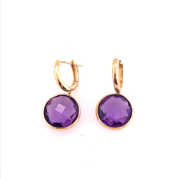 Yellow Gold Amethyst Earrings