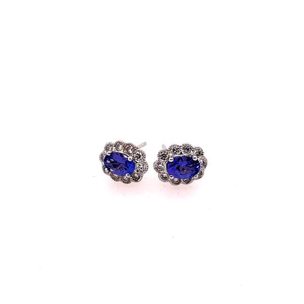 18Kt White Gold Tanzanite And Diamond Earrings