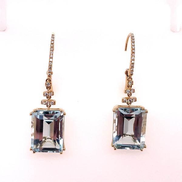 14kt Yellow Gold Blue Topaz And Diamond Earrings