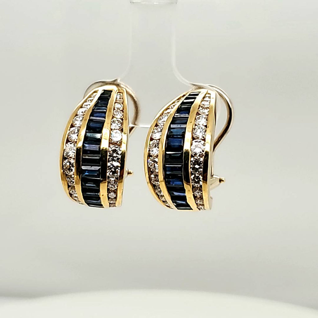 La Triomphe 18kt Yellow Gold Diamond and Sapphire Earrings