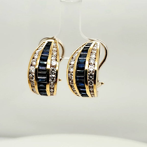 La Triomphe 18kt Yellow Gold Diamond and Sapphire Earrings