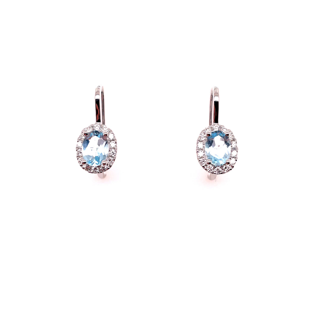 18kt White Gold Topaz And Diamond Earrings