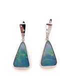 14kt White Gold Opal And Diamond Earrings