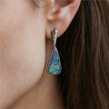 14kt White Gold Opal And Diamond Earrings