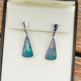 14kt White Gold Opal And Diamond Earrings