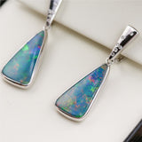 14kt White Gold Opal And Diamond Earrings