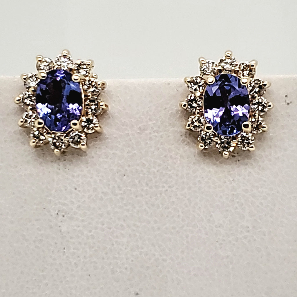 14kt Yellow Gold Tanzanite and Diamond Earrings