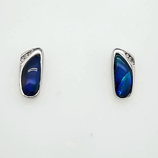 18kt White gold Opal and Diamond Earrings