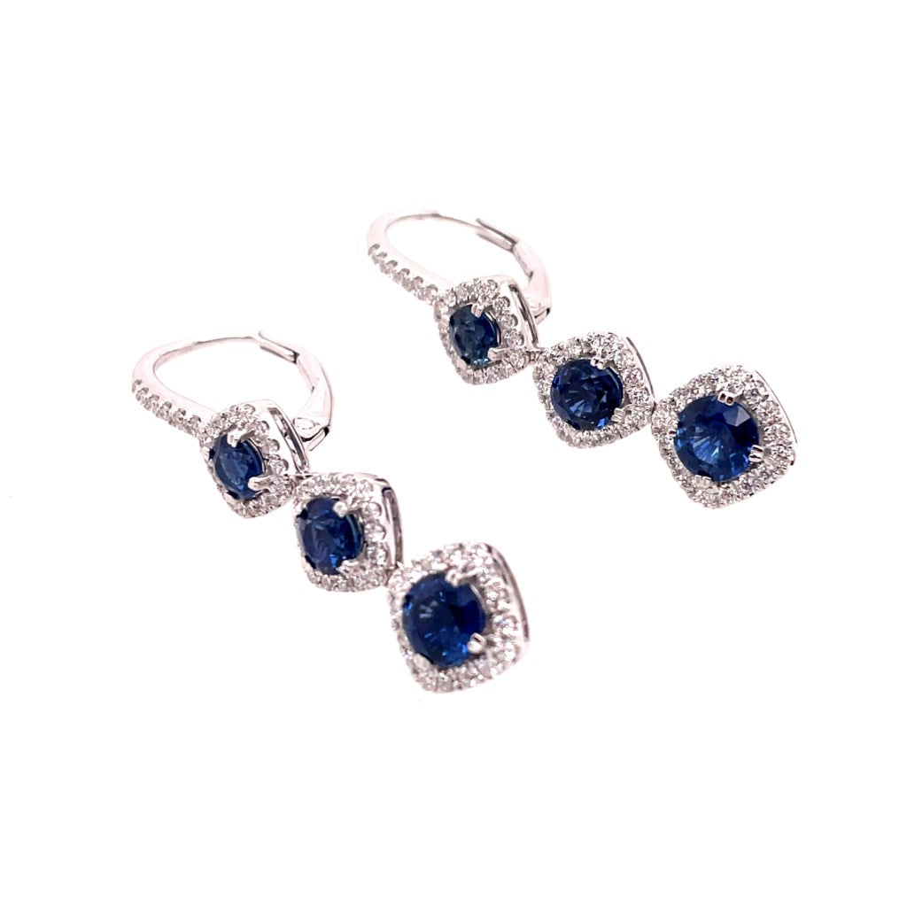 14kt White Gold Sapphire And Diamond Drop Earrings