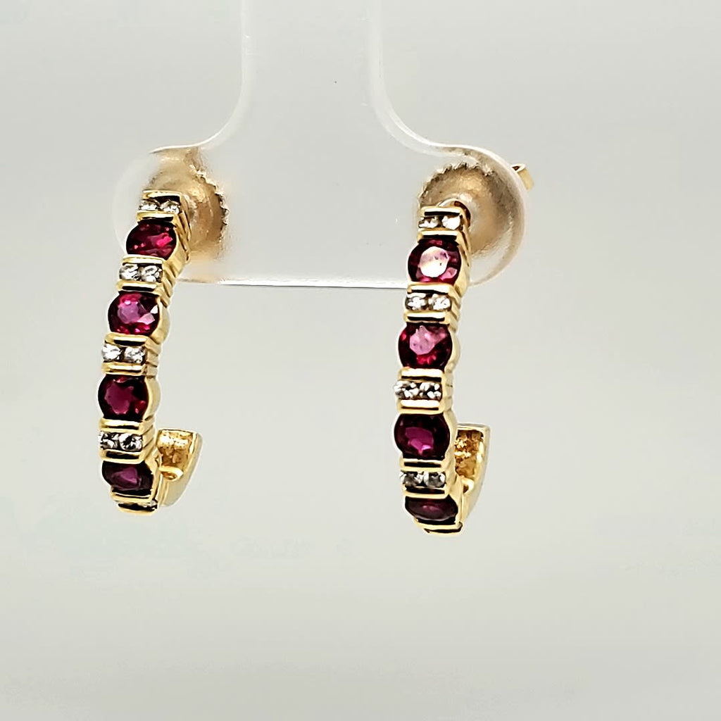 Pre - Owned Tiffany & Co. 18kt Yellow Gold Ruby and Diamond Earrings