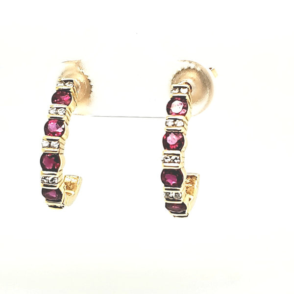Pre - Owned Tiffany & Co. 18kt Yellow Gold Ruby and Diamond Earrings