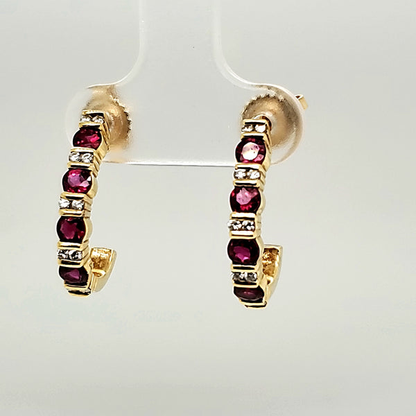 Pre - Owned Tiffany & Co. 18kt Yellow Gold Ruby and Diamond Earrings