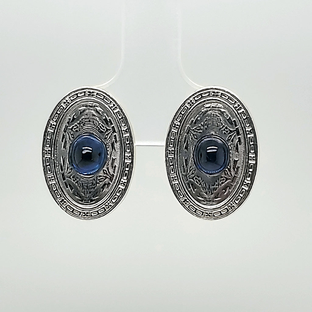 Art Deco14kt White Gold and Sapphire Art Deco Earrings