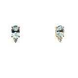 14kt Yellow Gold 1.53Ctw Aqua And Diamond Earrings