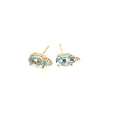 14kt Yellow Gold 1.53Ctw Aqua And Diamond Earrings