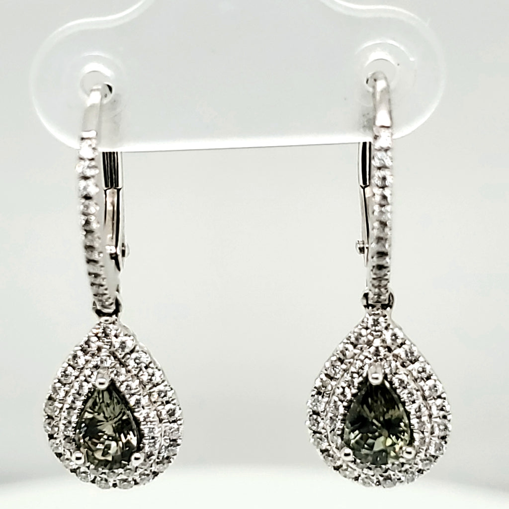 14kt White Gold Natural Alexandrite and Diamond Earrings