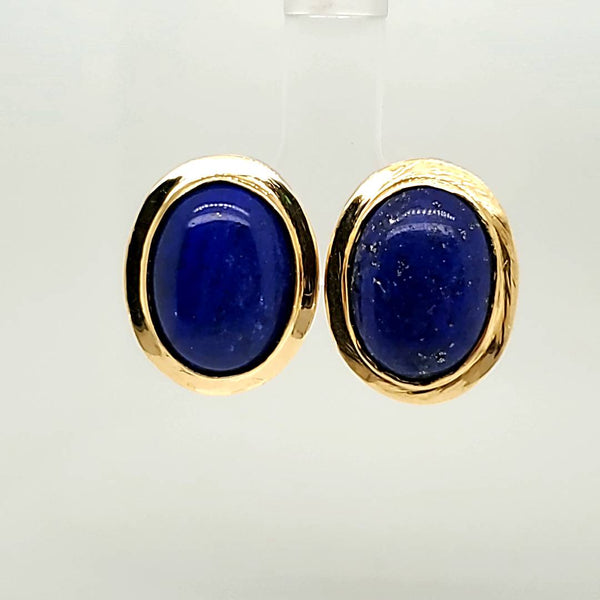 Vintage 18kt Yellow Gold Lapis Earrings