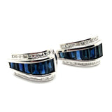18kt White Gold 5.65Ctw Sapphire And Diamond Huggie Earrings