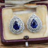 18kt White Gold 4.63Ctw Sapphire And Diamond Pear Shape Earrings