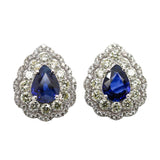 18kt White Gold 4.63Ctw Sapphire And Diamond Pear Shape Earrings