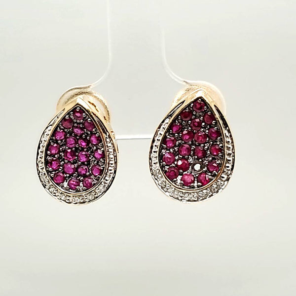 14kt Yellow Gold Diamond and Ruby Earrings