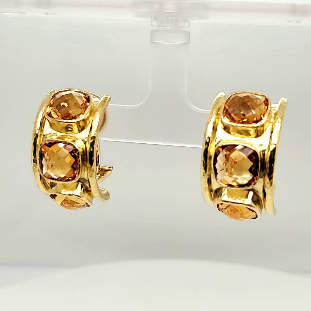 Pre-owned 19kt Yellow Gold  and Citrine Elizabeth Locke Earrings