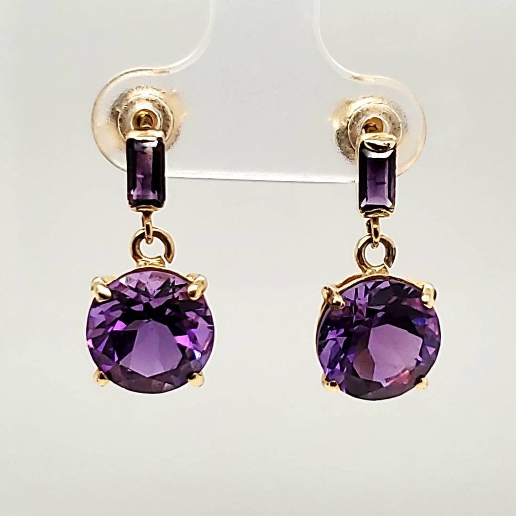 14kt Yellow Gold Amethyst Earrings