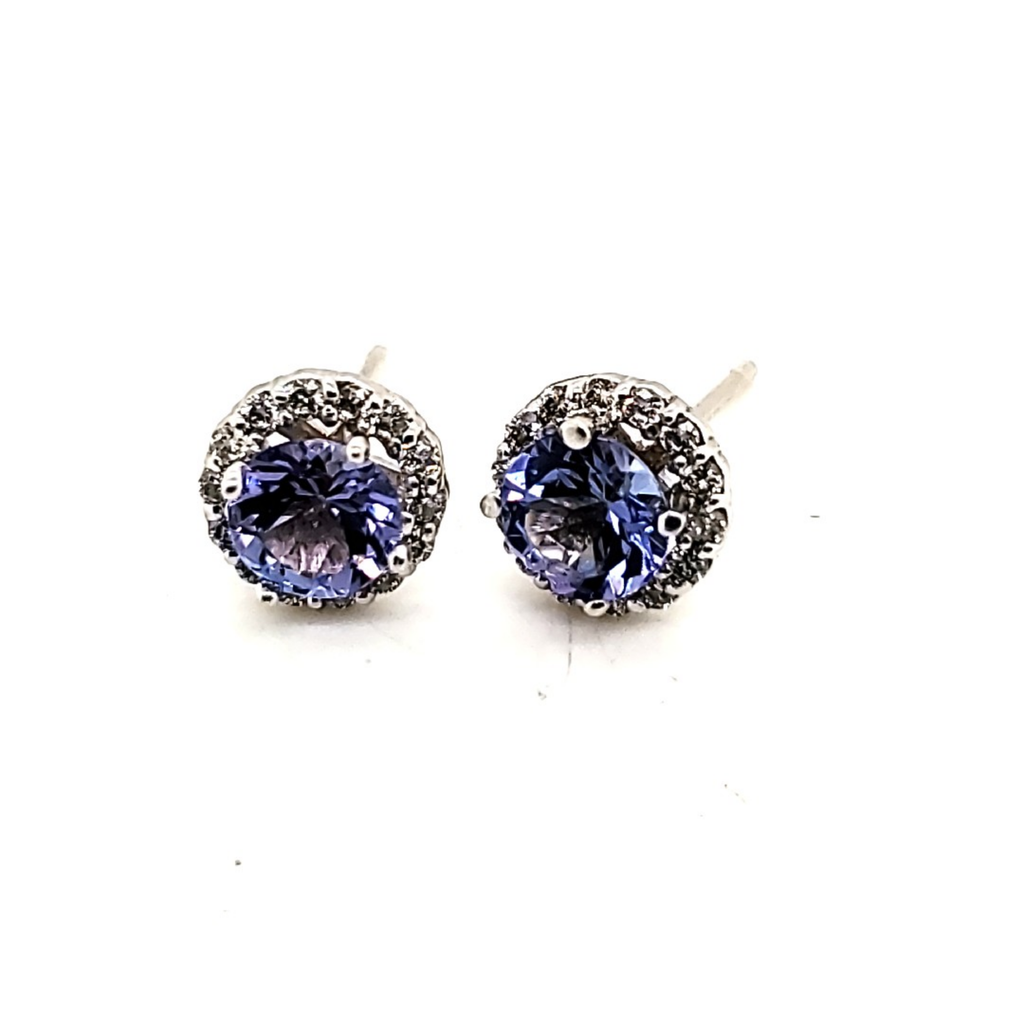 14kt White Gold Diamond & Tanzanite Earrings