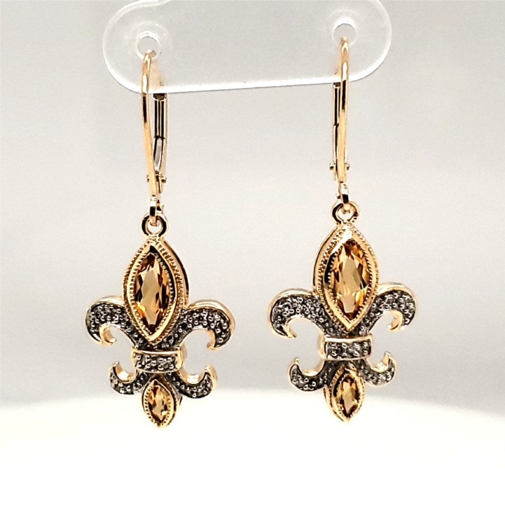 14kt Yellow Gold Citrine and Diamond Earrings