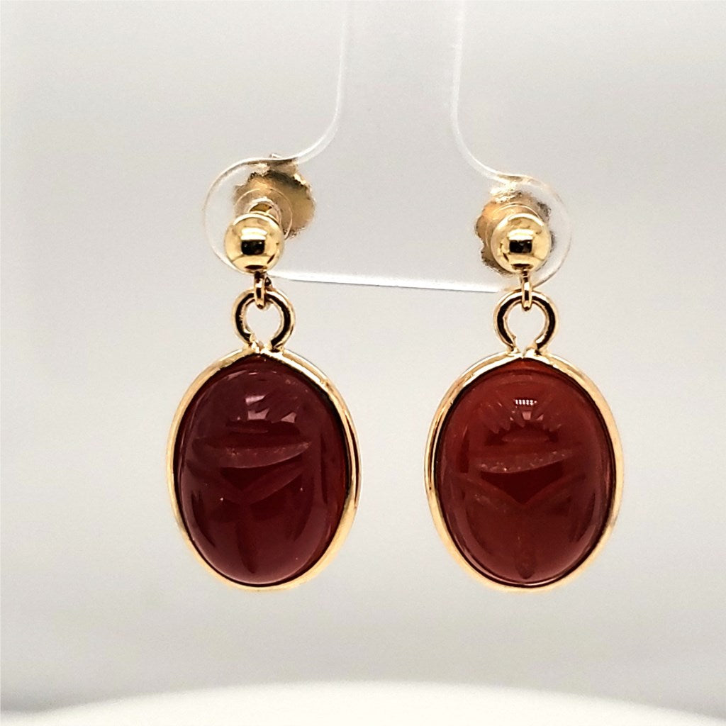 14kt Yellow Gold Carnelian Scarab Earrings