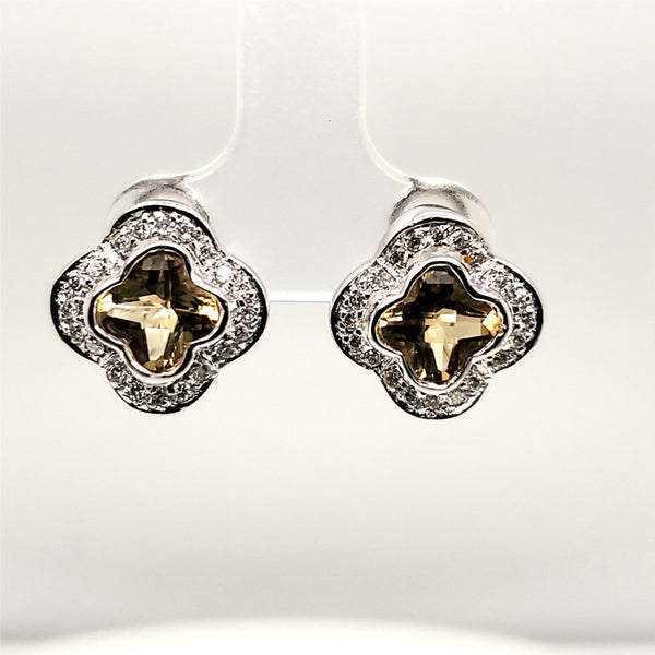 14kt White Gold Citrine and Diamond Earrings