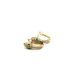 14kt Yellow Gold Emerald And Diamond Huggie Hoop Snake Earrings