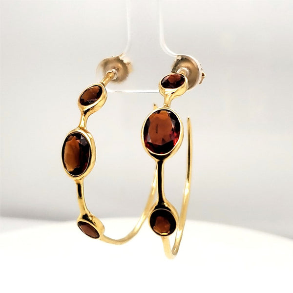 Ippolita 18Kt Yellow Gold and Garnet Hoop Earrings