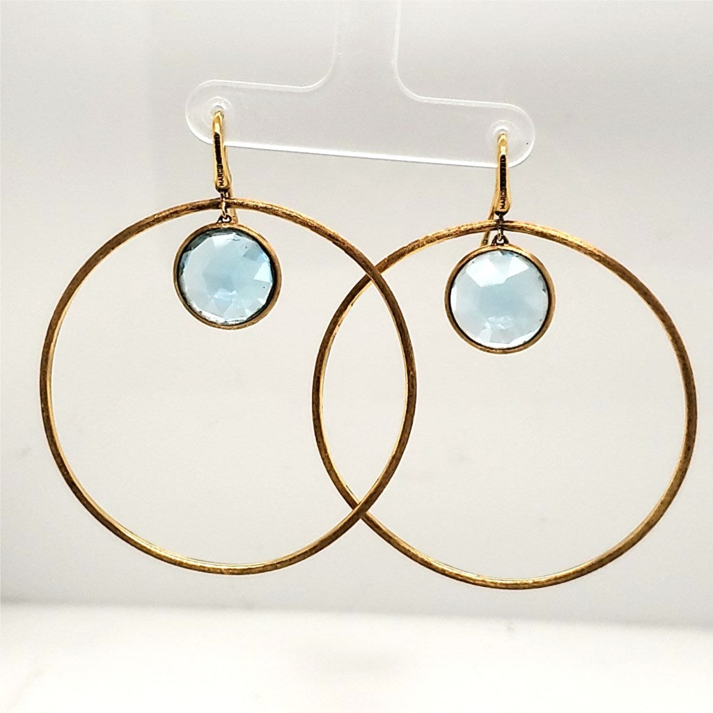 Marco Bicego 18kt Yellow Gold Blue Topaz Hoop Earrings