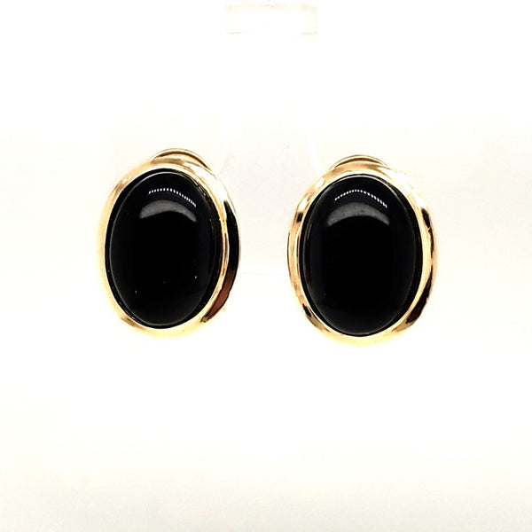 14kt Yellow Gold and Onyx Earrings