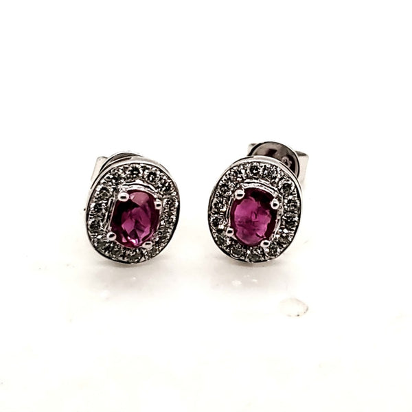 18kt White Gold Ruby And Diamond Earrings