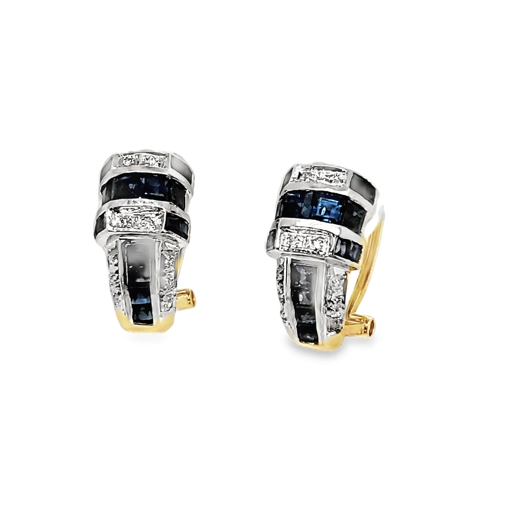 14kt Yellow Gold Sapphire and Diamond Earrings