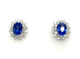 18kt White Gold 4.10Ctw Sapphire And Diamond Stud Earrings