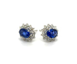 18kt White Gold 4.10Ctw Sapphire And Diamond Stud Earrings