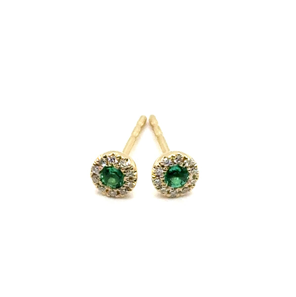 14kt Yellow Gold 0.20Ctw Emerald And Diamond Earrings