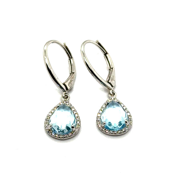 14kt White Gold 2.35Ctw Topaz And Diamond Drop Earrings