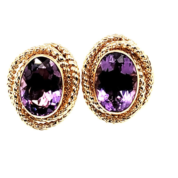 14kt Yellow Gold and Amethyst Earrings