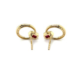 14Kt Yellow Gold 0.80Ctw Ruby And Diamond Disc Earrings