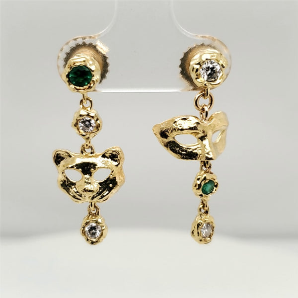 Pamela Love Designer 18kt Yellow Gold Chimera Collection Dangling Mask Earrings