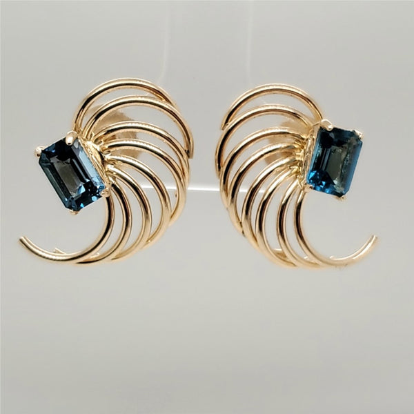 14kt Yellow Gold London Blue Topaz Earring