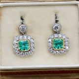 Platinum Emerald and Diamond Earrings