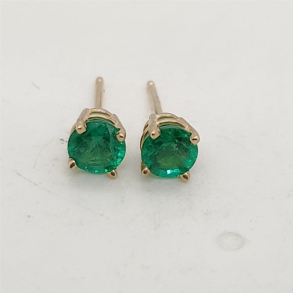 14kt Yellow Gold Emerald Stud Earrings