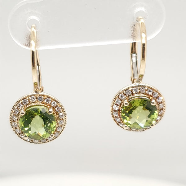 14kt Yellow Gold Peridot and Diamond Earrings