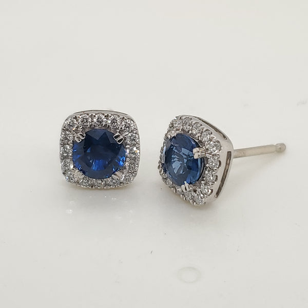 14kt White Gold Sapphire and Diamond Stud Earrings